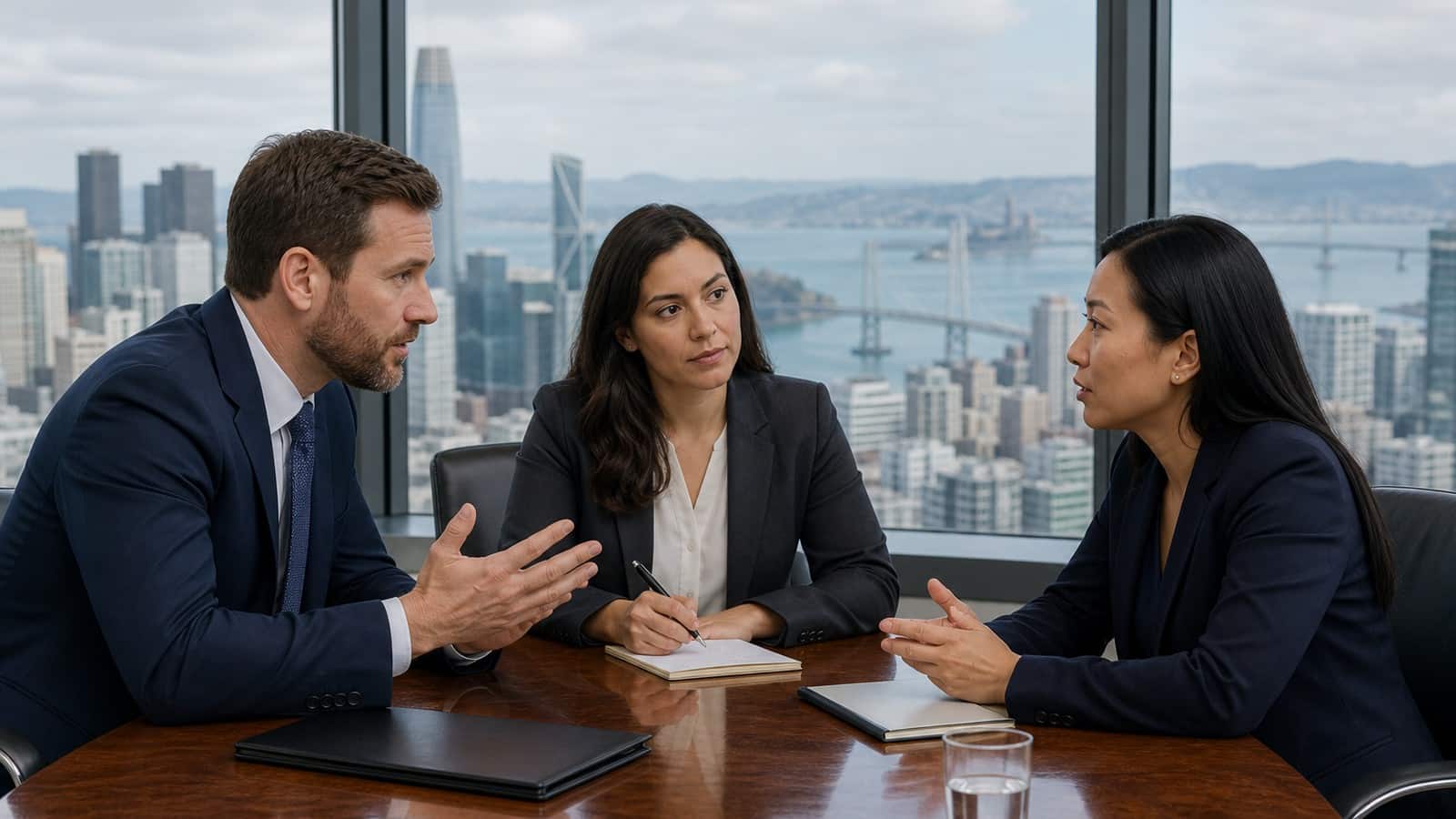 Consecutive interpreting session between business professionals in a Bay Area office