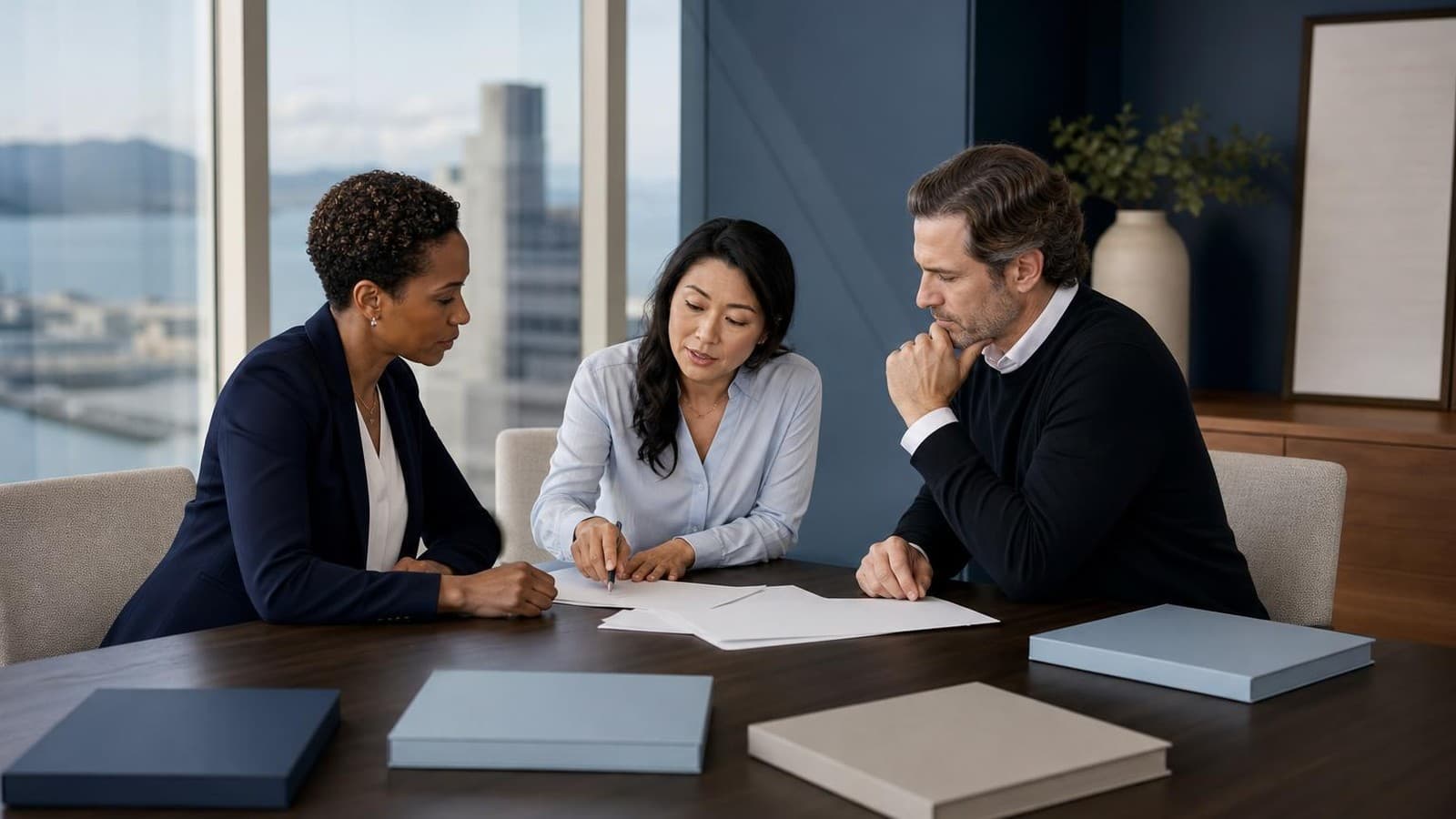 Employee handbook translation services team reviewing multilingual workplace materials