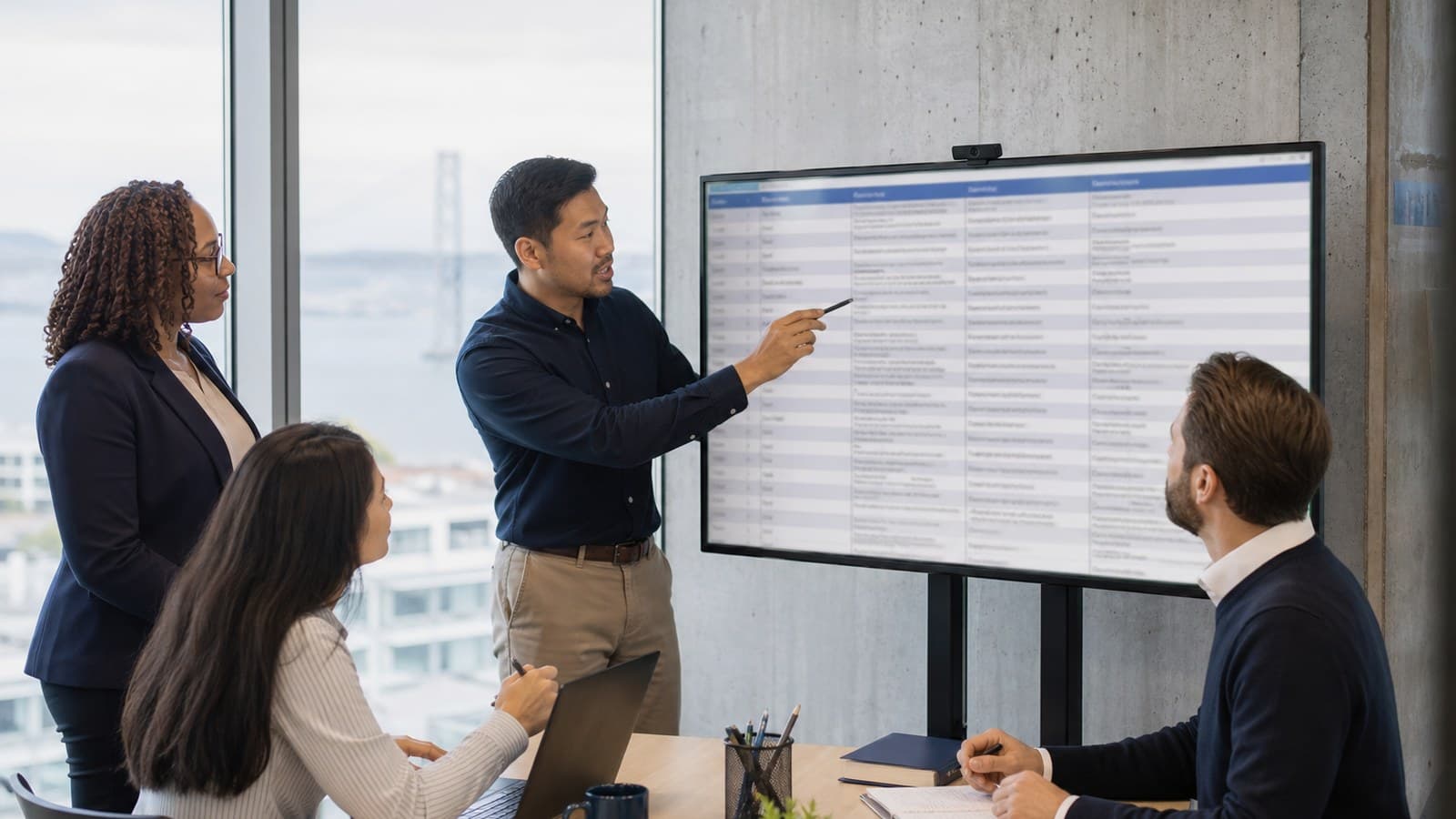 Bay Area translation team reviewing a terminology management glossary on a screen