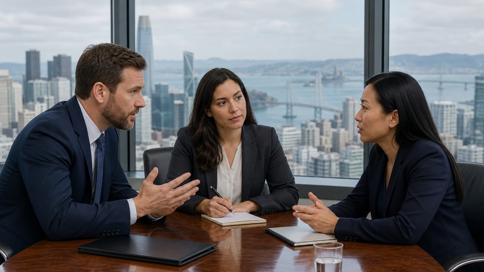 Consecutive interpreting session between business professionals in a Bay Area office