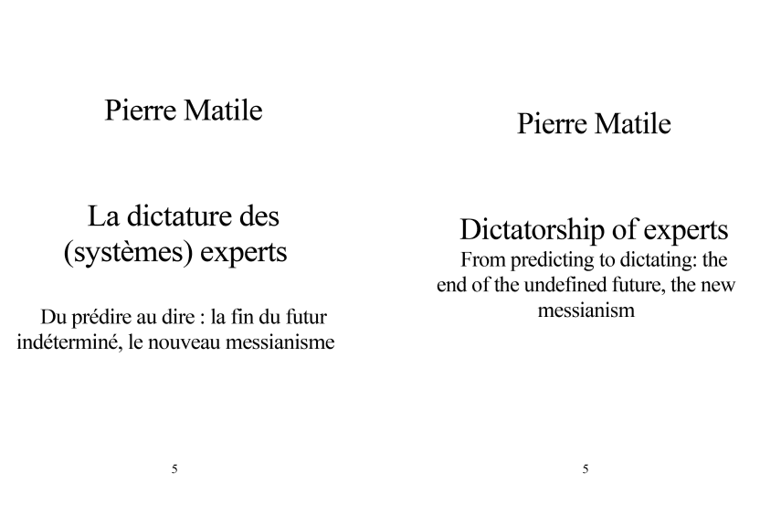 Cover of La Dictature des (Systèmes) Experts