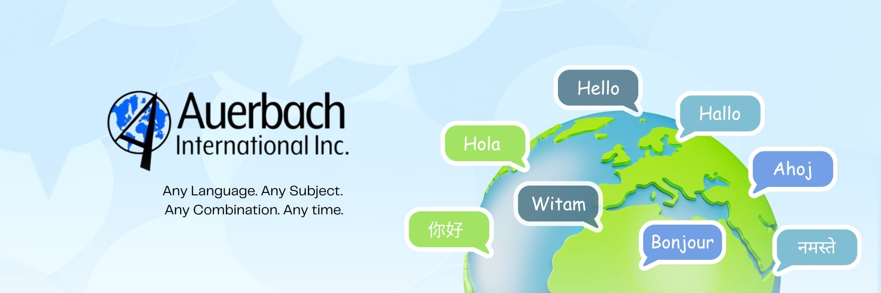Auerbach International multilingual language services banner