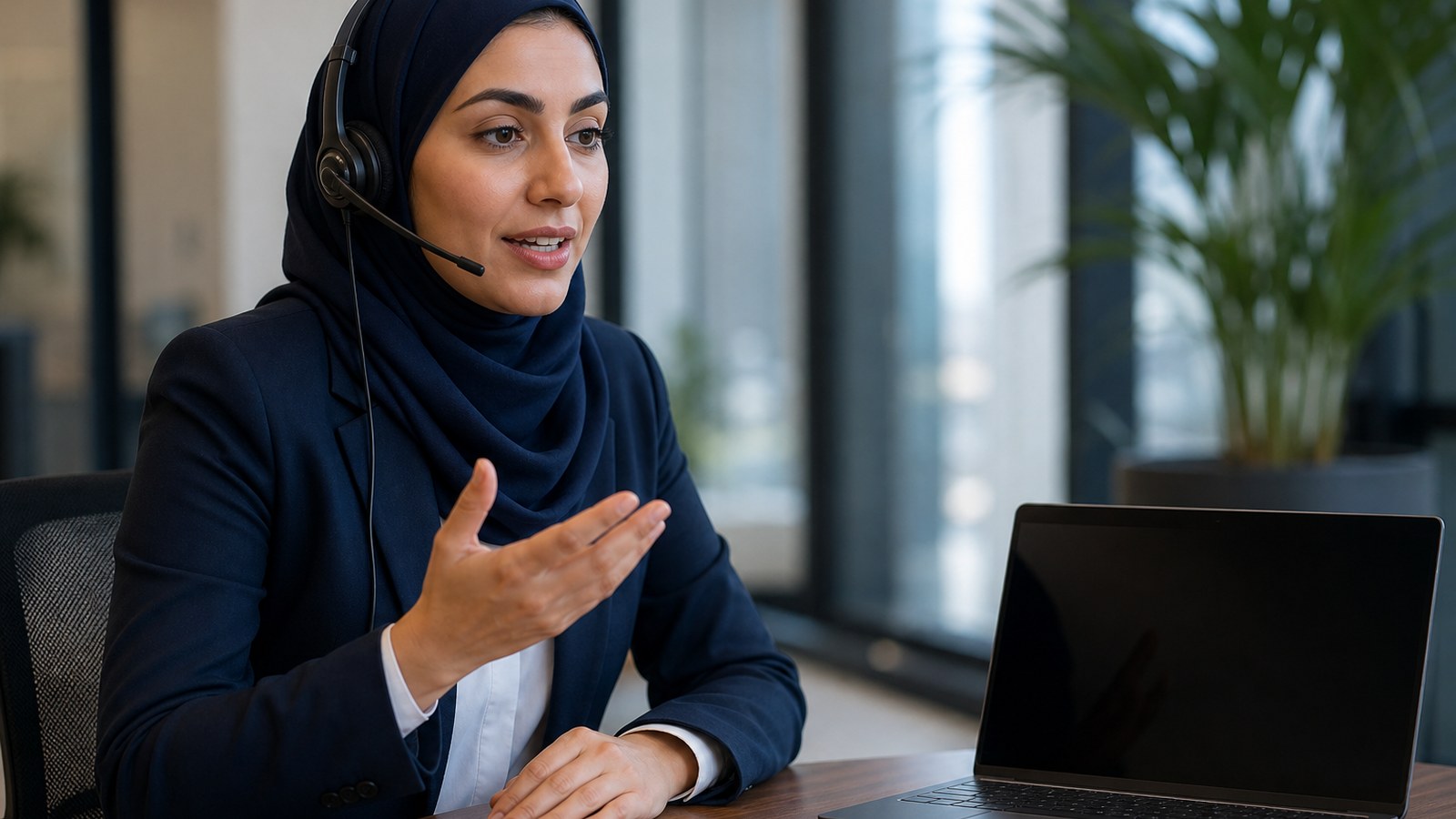 Professional interpreter on a call, part of a Bay Area organization's language access plan
