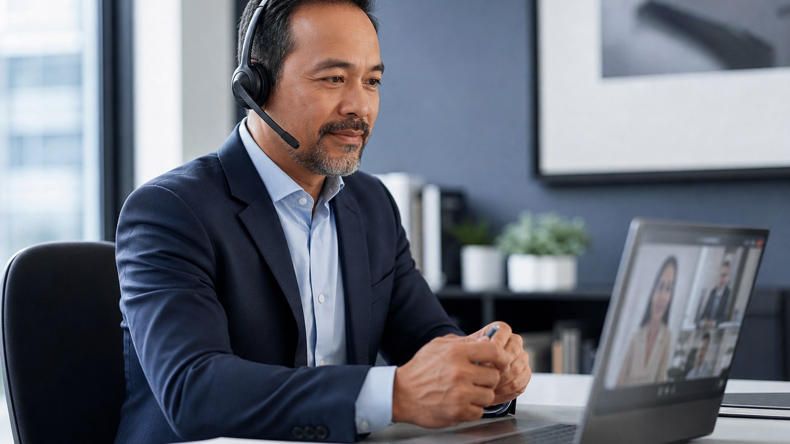 Interpreter joining a remote video call while following professional ethics standards